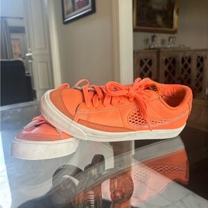 Nike Orange and White Sneakers Breathable Design
